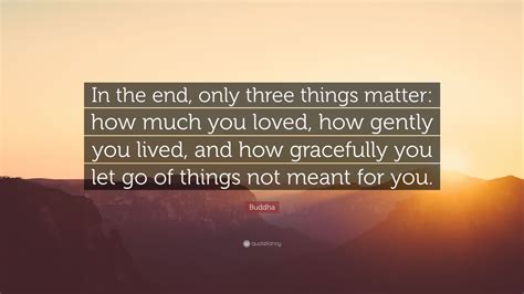One thing matter more than those 3 things: Buddha Quote: "In the end, only three things matter: how much you loved, how gently you lived ...