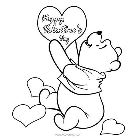 Winnie the Pooh Valentines Coloring Pages with Tigger and Piglet