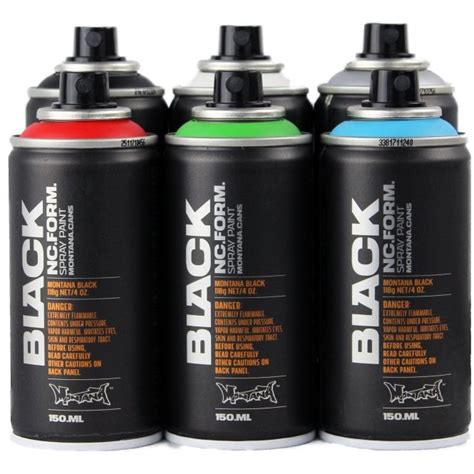 Montana Black Pocket Spray Paint 6 Pack Spray Cans From Graff City Ltd Uk