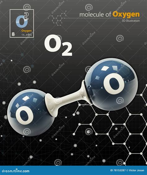 3d Illustration Of Oxygen Molecule Model On Abstract Background Royalty