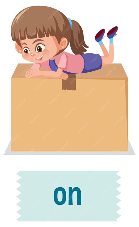 Premium Vector Preposition Of Place With Cartoon Girl And A Box