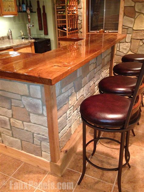 A Diy Home Bar Is Easy To Build With Fake Stone Panels Home Bar