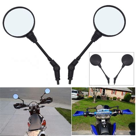 1 Pair Universal Black Round Motorcycle Folding Rearview Side Mirror