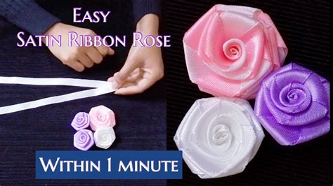 easy satin ribbon rose making diy ribbon rose simple rose making from satin ribbon youtube
