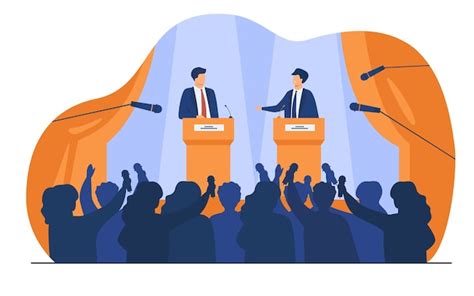 Políticos Hablando O Teniendo Debates Frente A La Ilustración De Vector