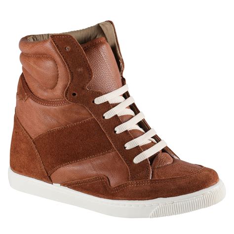 Aldo Sen Hi Top Wedge Trainer Shoes In Brown Lyst