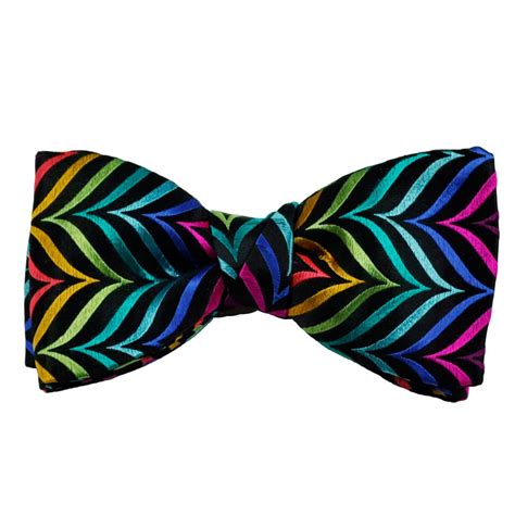 Van Buck Black And Multi Coloured Pattern Designer Silk Bow Tie Limited