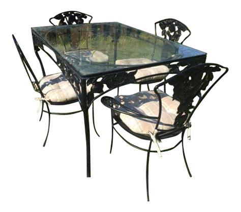 Vintage Woodard Wrought Iron Patio Set- Pomegranate Pattern- Table & 4 Chairs on … | Wrought ...