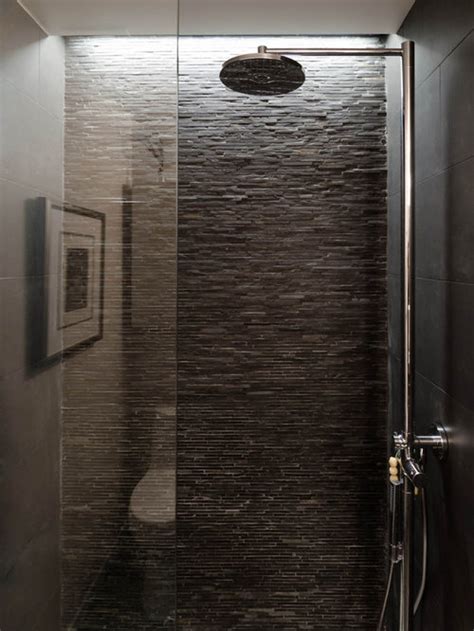 Natural stone has long been a favorite finish of commercial spas for its rugged asethetic, durabilitiy, and sound dampening qualities, which can now be incorporated into a. Stacked Stone Shower | Houzz