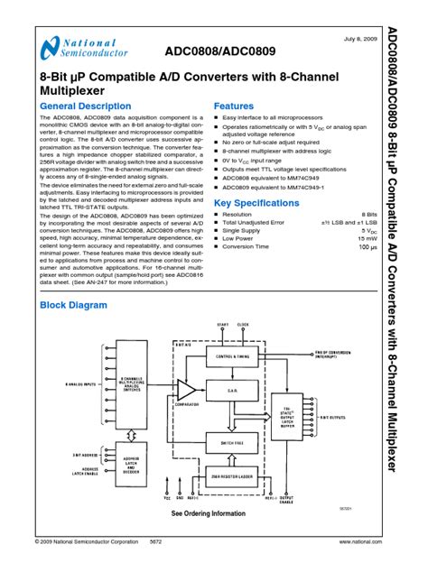 Adc0808 Datasheet National Semiconductor