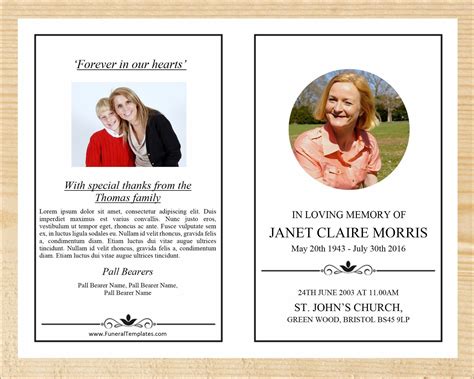 Printable Funeral Program Template