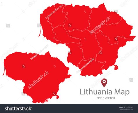 Couple Set Mapred Map Lithuaniavector Eps10 Stock Vector Royalty Free