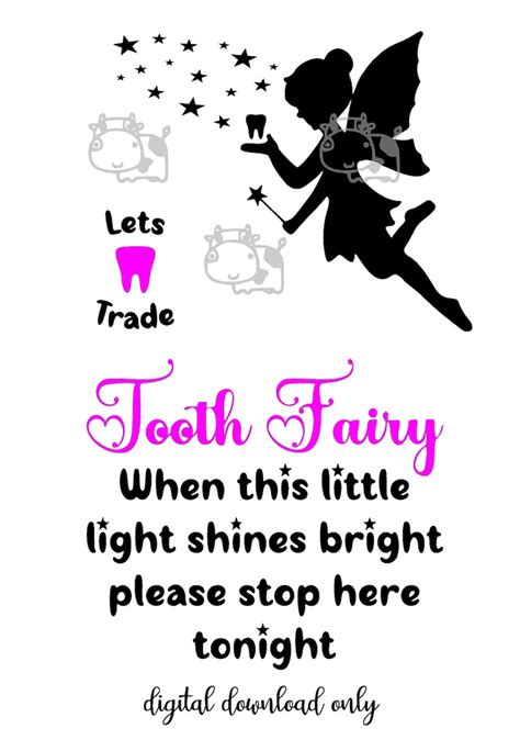Tooth Fairy Light Svg Tooth Fairy Svg Personalised Svg Etsy Australia