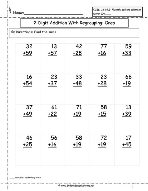 Teach Child How To Read Printable Math Worksheets Double Digit Addition