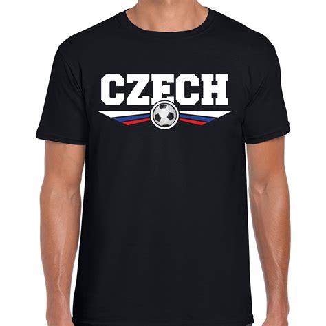 De tsjechen, tsja, die hebben over geluk niet te klagen. Tsjechie / Czech landen / voetbal t-shirt zwart heren ...