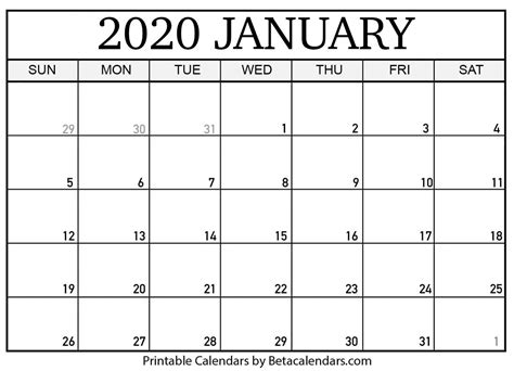 123 Calendars January 2020 Calendar For Planning