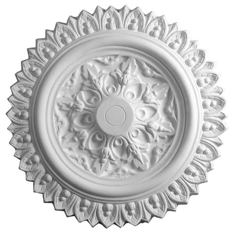 Adding ceiling medallions to your lighting fixtures are a creative way to define a rooms focal point. Ceiling Rosette - UR121 - Unique Plaster