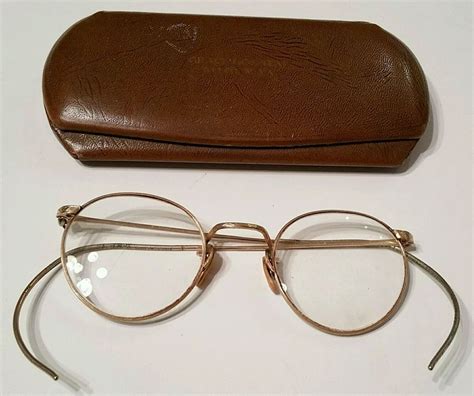 details about vintage antique wire rim eye glasses spectacles 12k gold filled with case in 2019