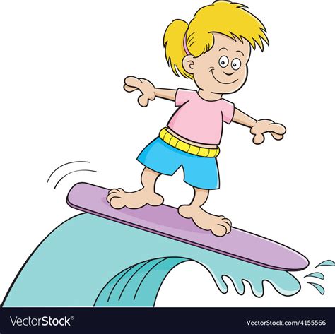 Cartoon Girl Surfing Royalty Free Vector Image