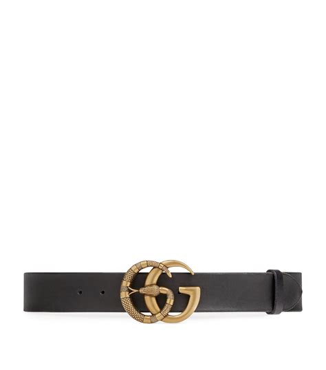 Gucci Black Double G Snake Detail Belt Harrods Uk