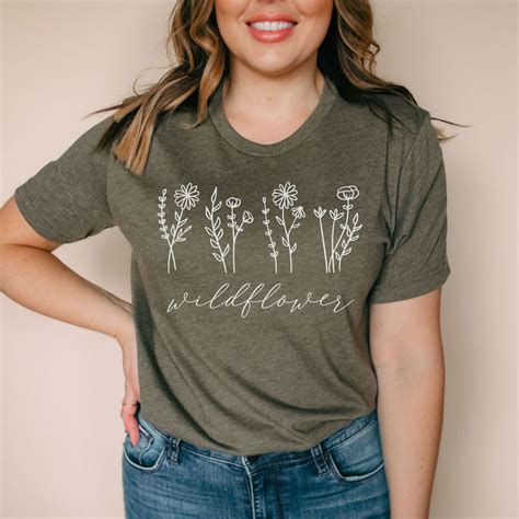 Wildflower Tees Women S Flower Shirts Wildflower Graphics Etsy