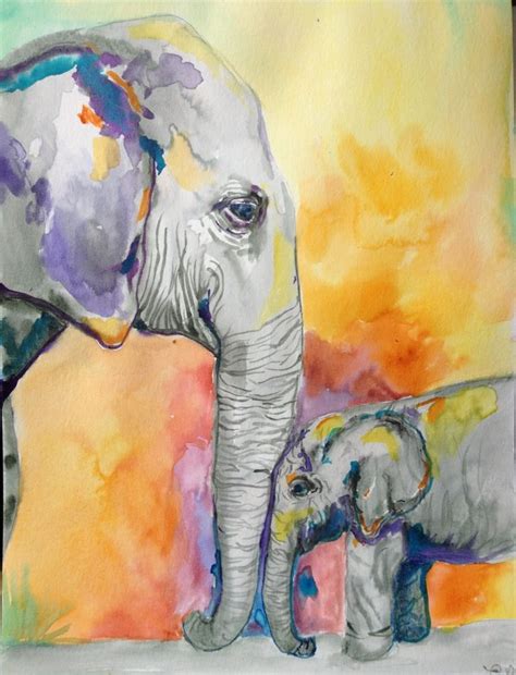 Water Color Elephants By Lacy Ringo Watercolor Elephant Elephant Art