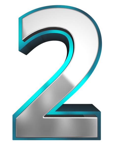 Metallic And Blue Number Two Png Clipart Image
