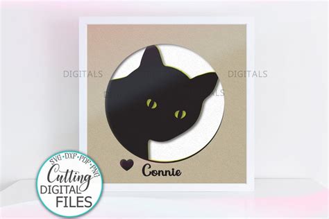 Cat face Shadow Box Light box svg dxf layered cut out file