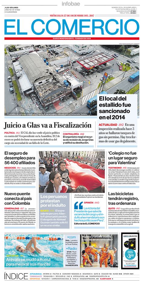 El Comercio Ecuador Miércoles 27 De Diciembre De 2017 Infobae