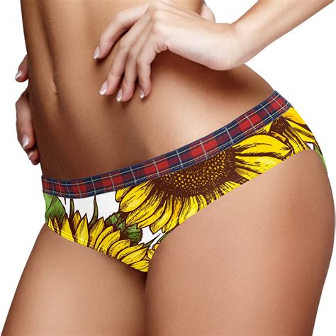 Bennigiry Sunflower Yellow Flower Pattern Panty Underwear For Women