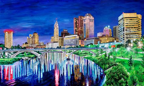 The Beautiful Skyline Of Columbus Ohio Fine Art