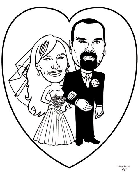 Wedding Couple Black And White Cartoon