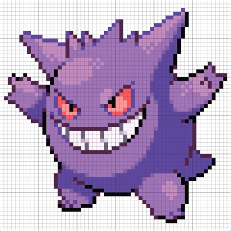 94 Gengar Pokemon Cross Stitch Pokemon Cross Stitch Patterns Pixel