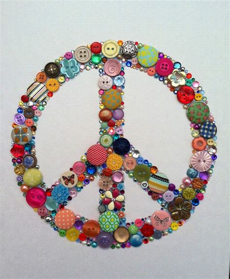 Multicolored Peace Sign Buttons Brads Swarovski Rhinestones Icon Custom