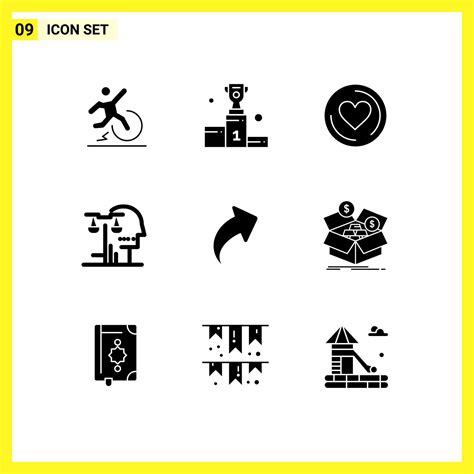 Set Of 9 Modern Ui Icons Symbols Signs For Law Human Medal Court Love Editable Vector Design