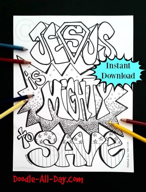 Free printable wolverine coloring pages for kids. Jesus is Mighty to Save 8.5x11 instant download ...