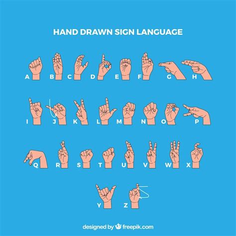 Free Sign Language Alphabet In Hand Drawn Style Nohat Cc