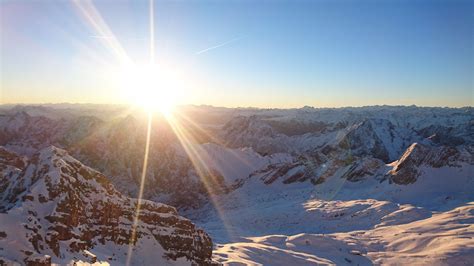 Mountain Nature Naut Panorama Rays Rest Ski Sky Sun Sunrise