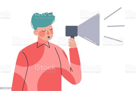 Man With Loudspeaker Spreading Fake News And Misinformation Cartoon