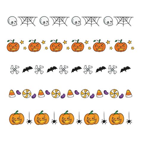 Colección Dibujada De Bordes De Halloween Vector Gratis