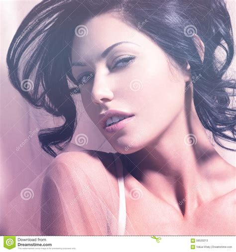 Portrait Of A Beautiful Tender Woman With Creative Hairstyl Stock Image Image Of Beauty