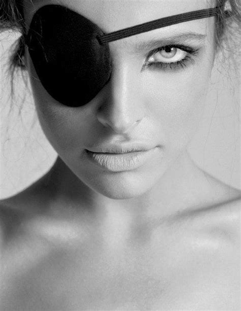 Eye Patch Female Beauty Portrait Bw Black And White Photography