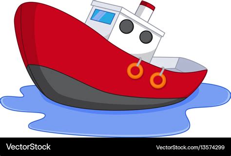 Cartoon Boat With Water Royalty Free Vector Image