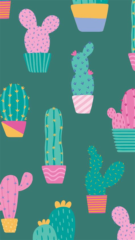 Cute Green Cactus Iphone Wallpaper Plant Wallpaper Apple Wallpaper