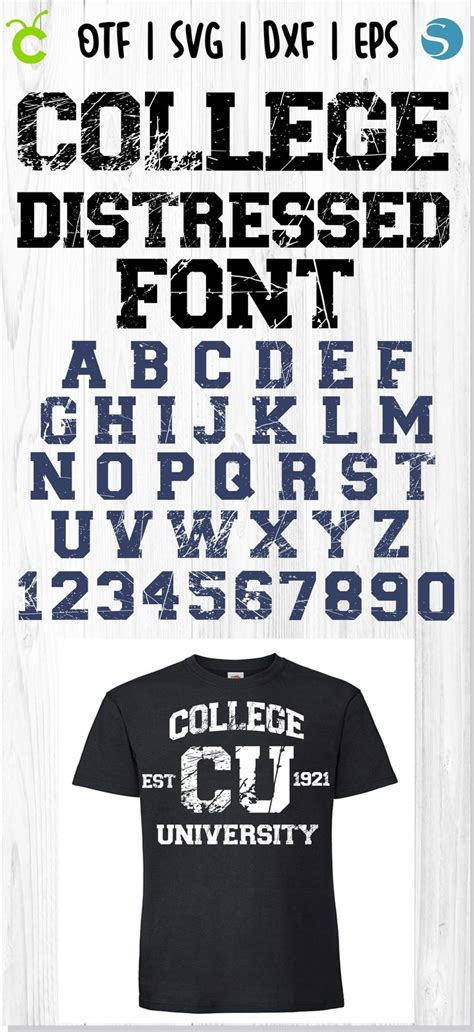 College Distressed Font Otf Varsity Distressed Font Letters Numbers