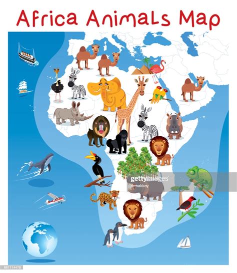 Afrika Tiere Karte Stock Illustration Getty Images