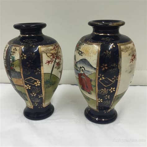 Antiques Atlas Pair Antique Satsuma Pottery Vases Circa 1890