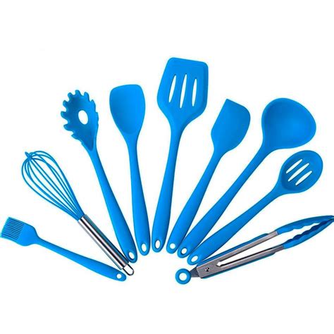 Generico Set 10 Utensilios De Silicona Antiadherentes Cocina Espatula