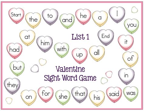 Valentine Sight Word Game Boards Freebie Make Take And Teach