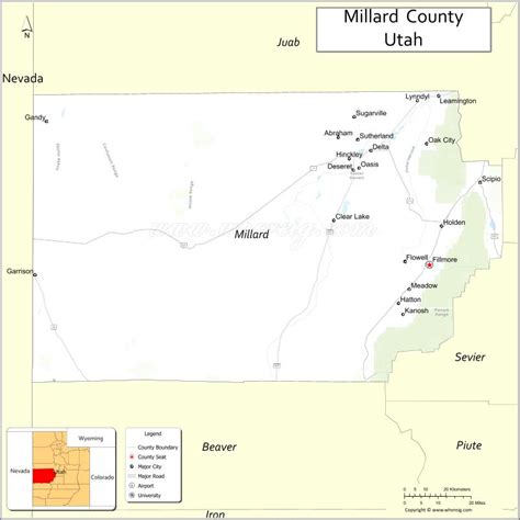 Map Of Millard County Utah Where Is Located Cities Population